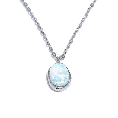 Dainty Opal Stone Necklace – 18K Gold Chain