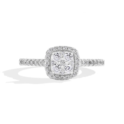 Luxe Jewels Square Moissanite Cluster Ring for Women (D VVS1 Lab Diamonds) S925 Silver Engagement Moissanite Jewelry