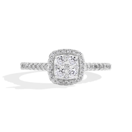 Luxe Jewels Square Moissanite Cluster Ring for Women (D VVS1 Lab Diamonds) S925 Silver Engagement Moissanite Jewelry