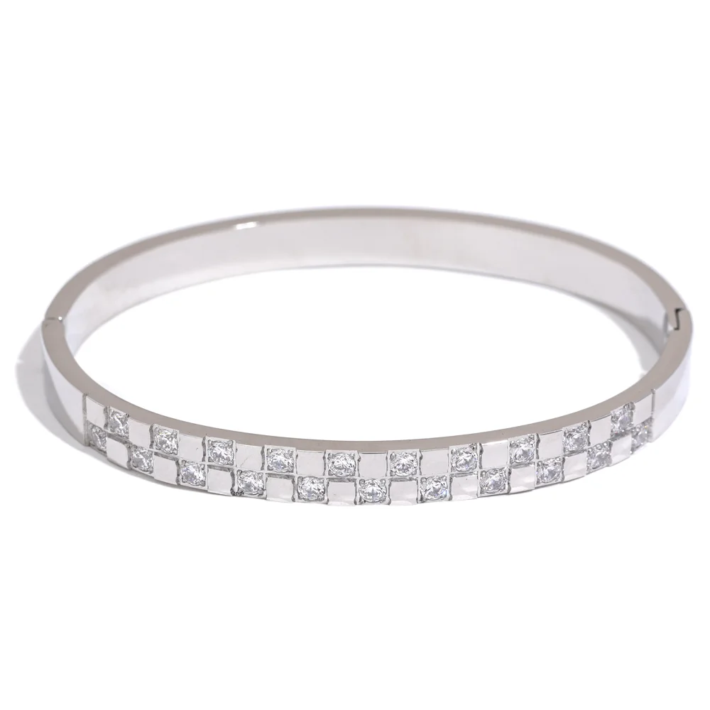 Shiny Cubic Zirconia Wide Bangle – Gold & Silver