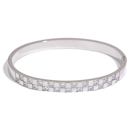 Shiny Cubic Zirconia Wide Bangle – Gold & Silver