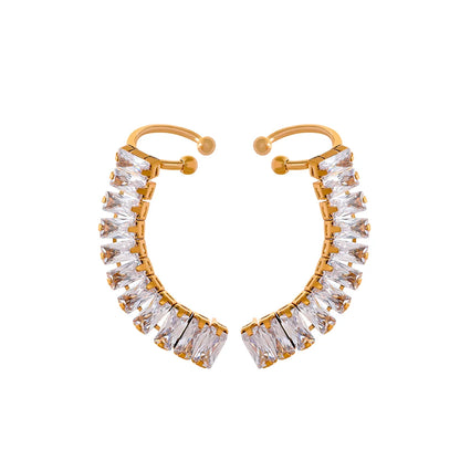 Water-Resistant Gold Plated Zirconia Clip Earrings – Elegant Luxury Jewelry