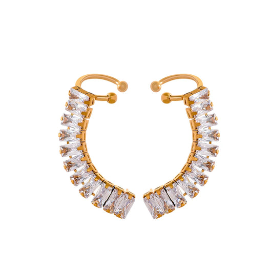 Water-Resistant Gold Plated Zirconia Clip Earrings – Elegant Luxury Jewelry
