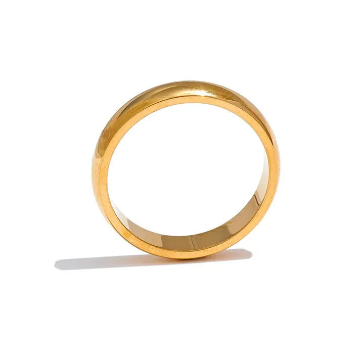Luxe Jewels Stainless Steel Smooth Ring – 18K Gold Plated Hypoallergenic Jewelry