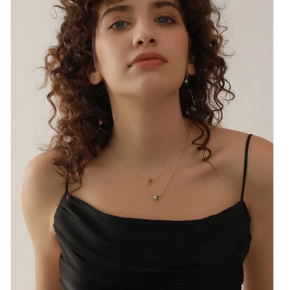 Fashion Olive Green Zirconia Necklace – Chic Gold Pendant Jewelry