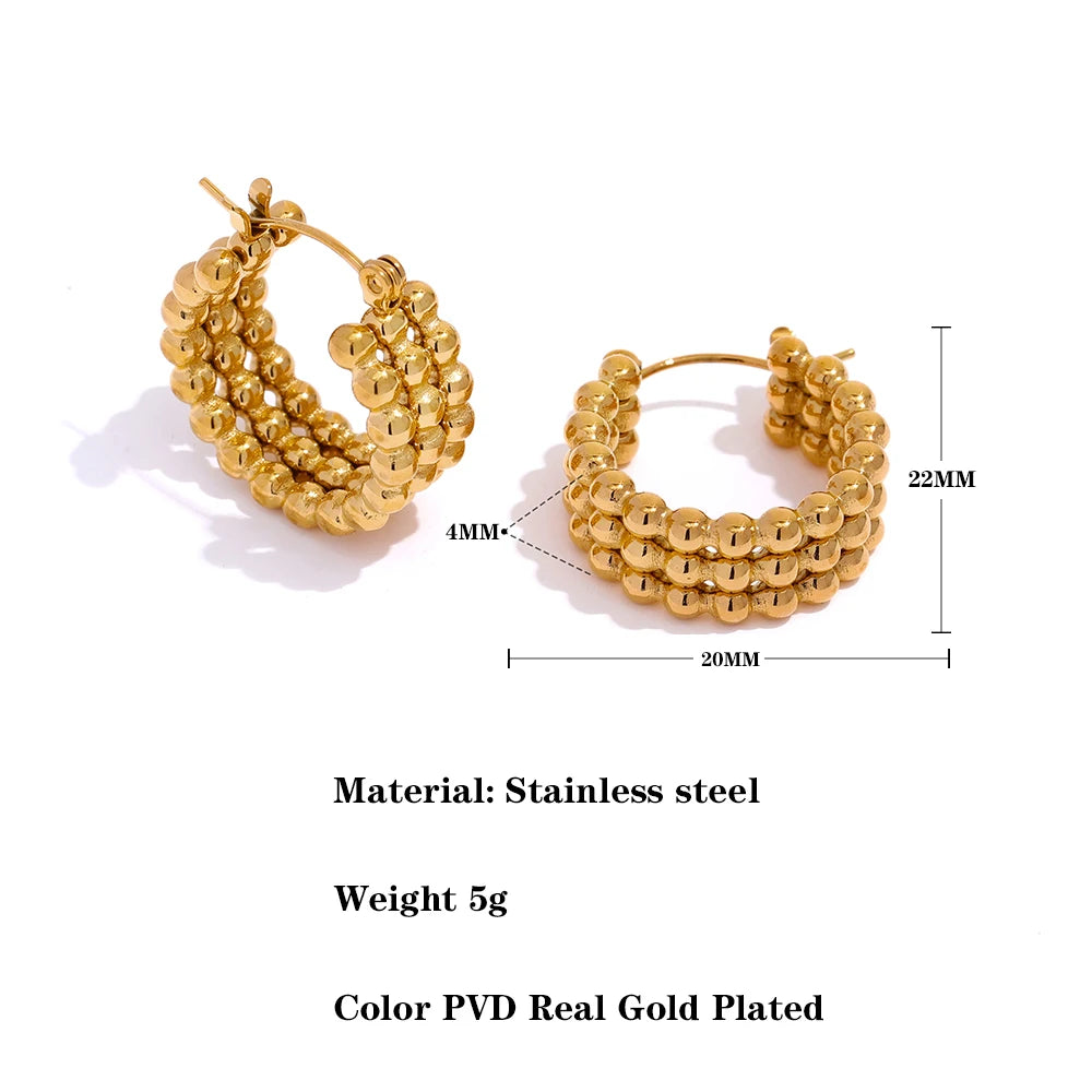 Stainless Steel Metal Gold Hoop Earrings Fashion Charm 18K-Plated PVD Waterproof Jewelry Huggie Hoop Earrings