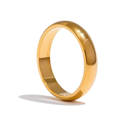 Luxe Jewels Stainless Steel Smooth Ring – 18K Gold Plated Hypoallergenic Jewelry