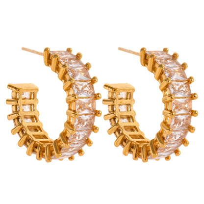 Tarnish-Free Gold Hoop Earrings with Cubic Zirconia – Classic Sparkle