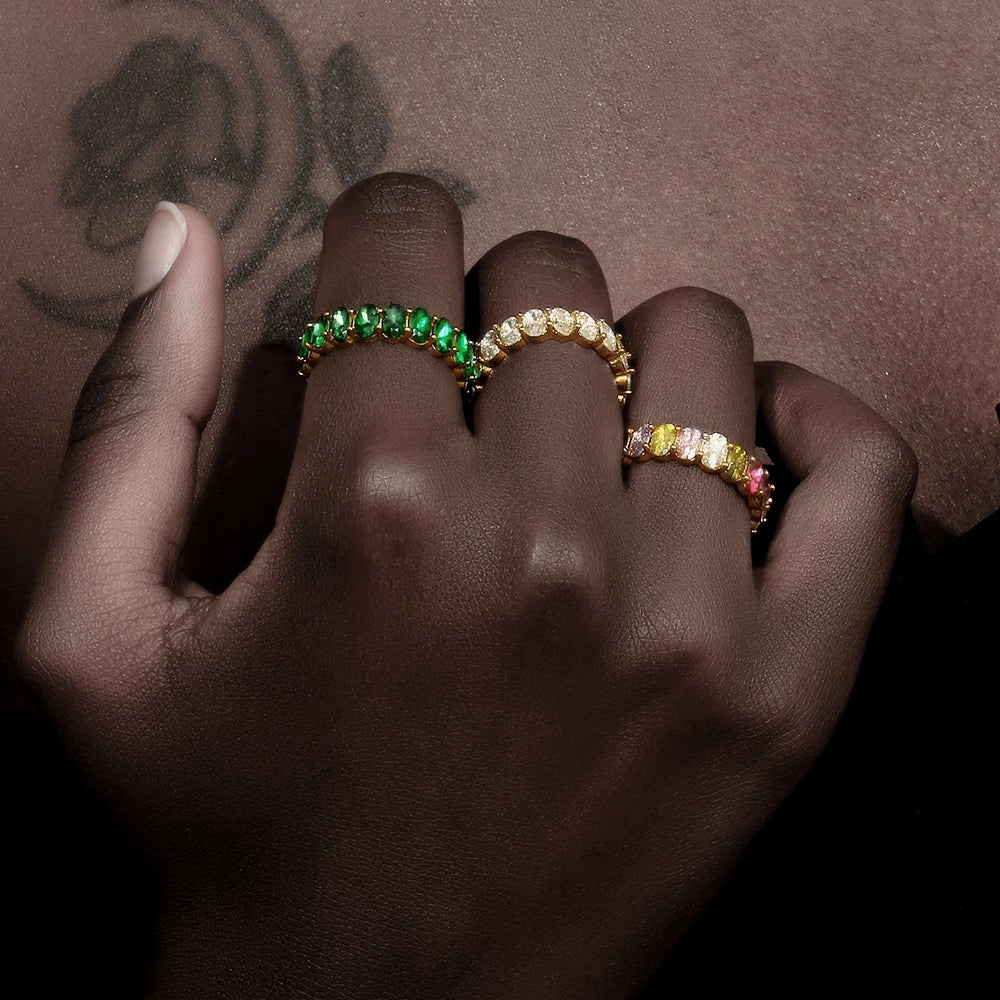 Luxe Jewels Zircon Oval Crystal Band Women’s Ring – 18K Gold Plated Tarnish-Free