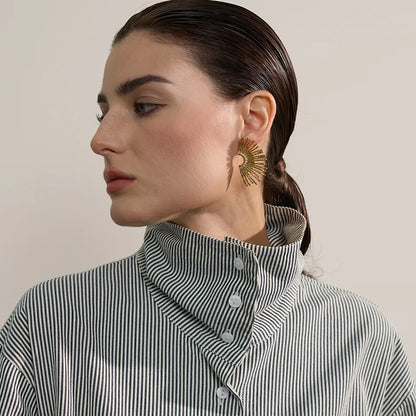 Premium Zircon Gold Plated Stud Earrings – Stylish & Elegant Design