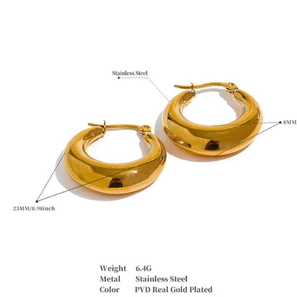 Stainless Steel Geometric Hoop Earrings Jewelry for Women - 18K Earrings Gold Plated