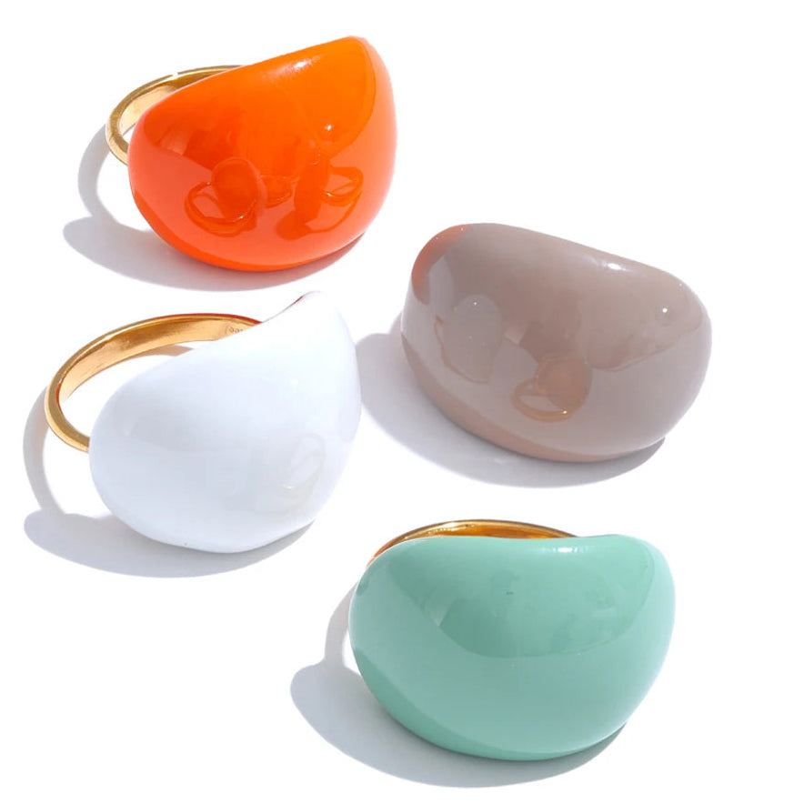 Luxe Jewels Stainless Steel Coloured Enamel Adjustable Ring – Waterproof Jewelry