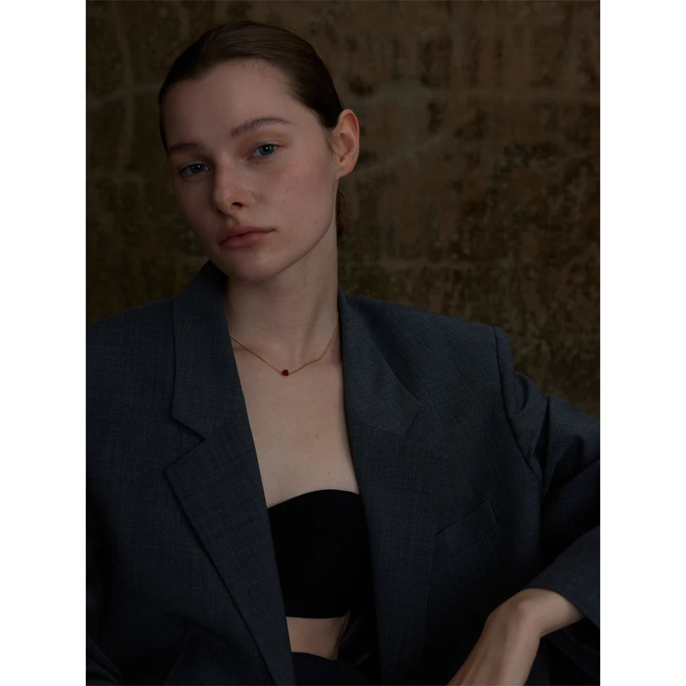 Red Enamel Heart Pendant Necklace – 316L Stainless Steel