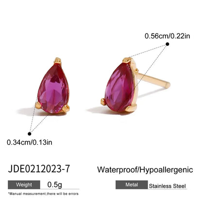 Uworld Minimalism Birthstone Gold Color Ear studs Grace Personalized Delicate Gemstone Earring Dainty Birth Month Stone Charm