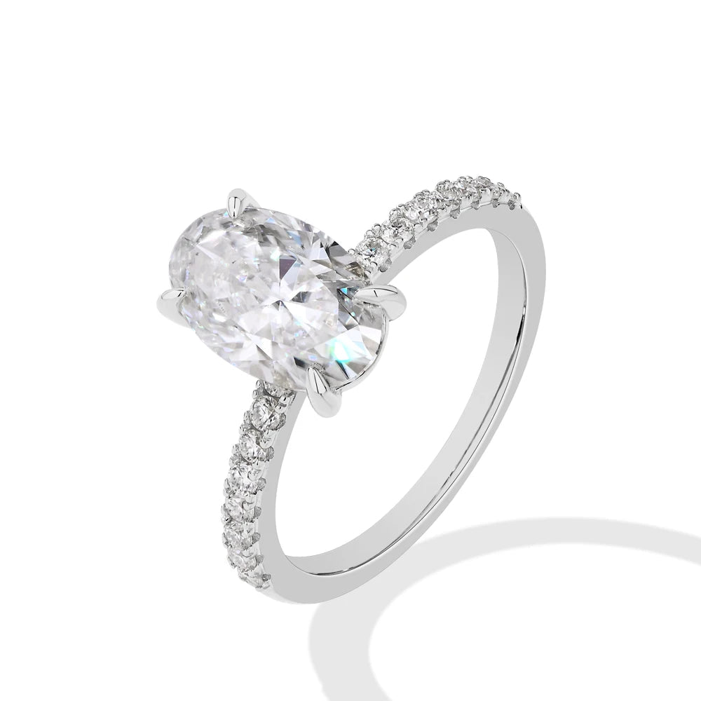Luxe Jewels Oval Cut 3.0CT All Moissanite Ring - 925 Sterling Silver Engagement Ring