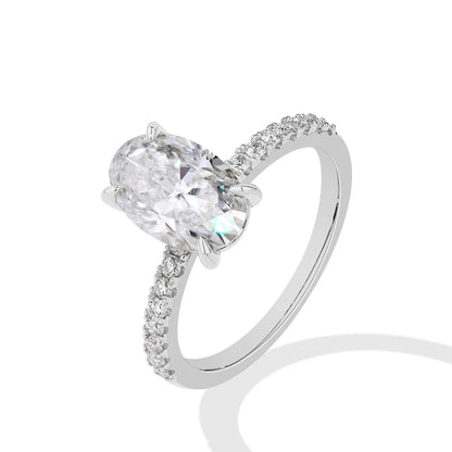 Luxe Jewels Oval Cut 3.0CT All Moissanite Ring - 925 Sterling Silver Engagement Ring
