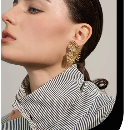 Premium Zircon Gold Plated Stud Earrings – Stylish & Elegant Design