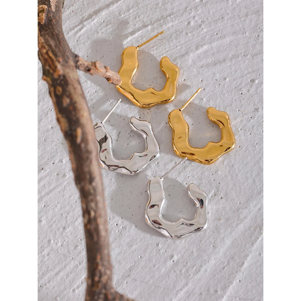 Minimalist Stainless Steel Fashion Huggie Earrings High Quality Waterproof Jewelry Women