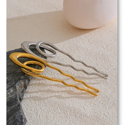 Geometric Metal Hairpin – Gold/Silver Stainless Steel Accessory