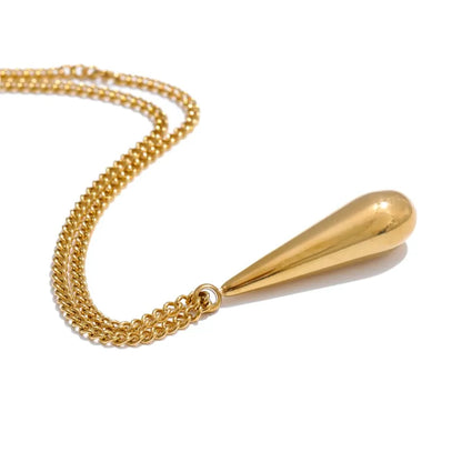 Minimalist Water Drop Pendant Necklace – Gold Stainless Steel