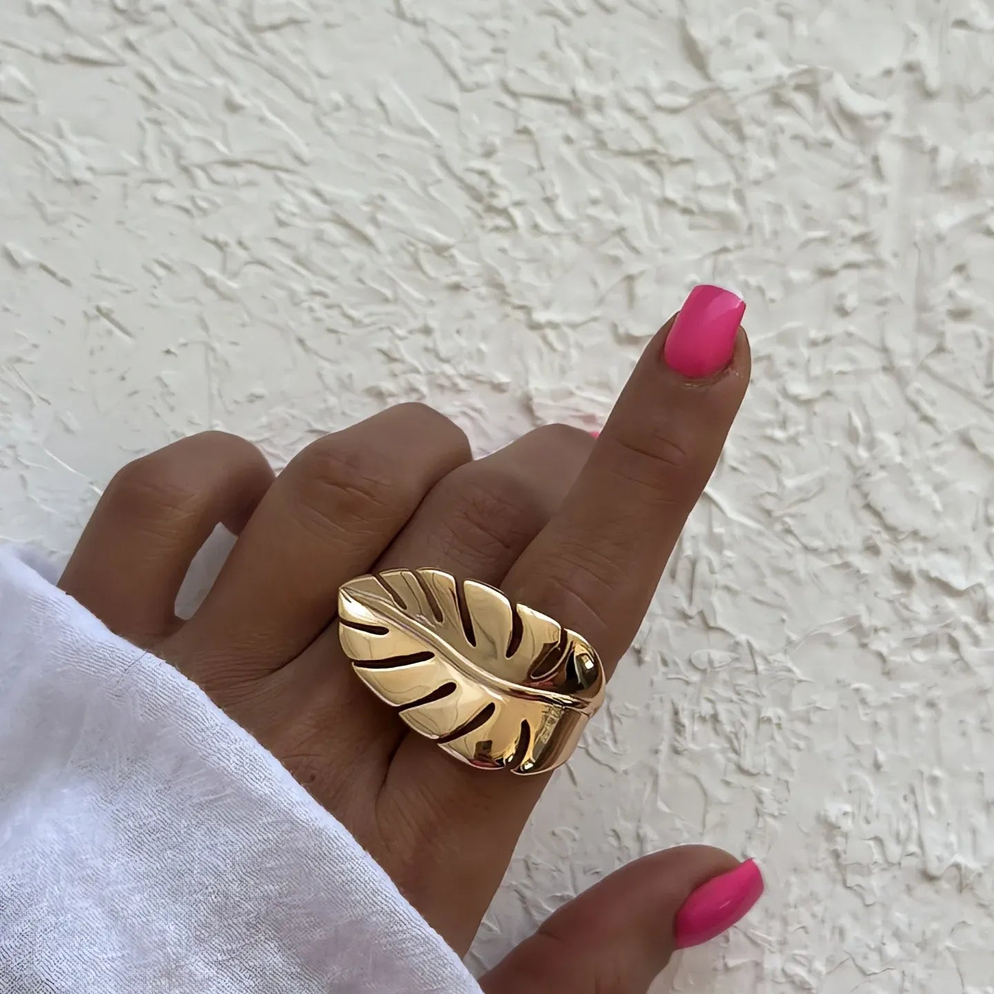 Luxe Jewels Leaf Open Ring – Stainless Steel Gold Plated Waterproof Jewellery