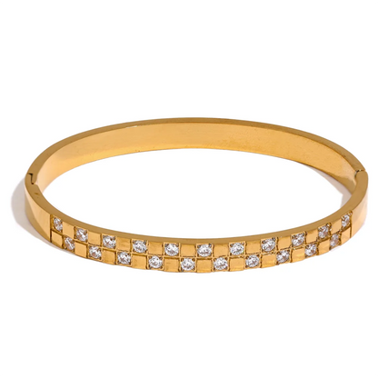Shiny Cubic Zirconia Wide Bangle – Gold & Silver