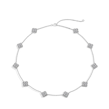 Luxe Jewels Original Flower-shaped Full Moissanite Necklace for Women - 925 Sterling Silver Valentine's Day Gift Jewelry