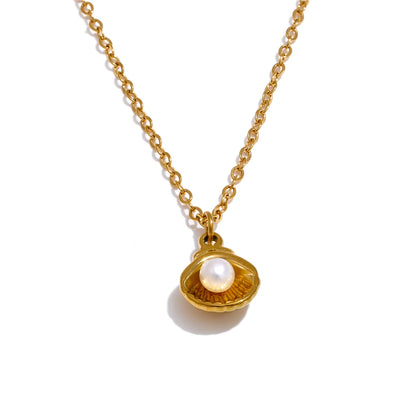Luxury Ocean Shell Pearl Pendant Necklace – Gold Plated Jewelry