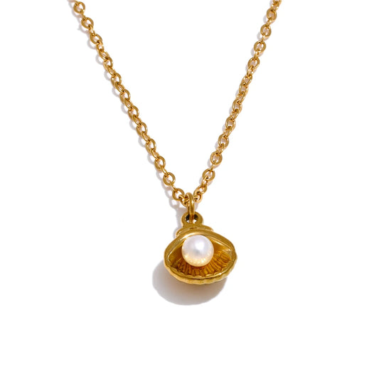 Luxury Ocean Shell Pearl Pendant Necklace – Gold Plated Jewelry