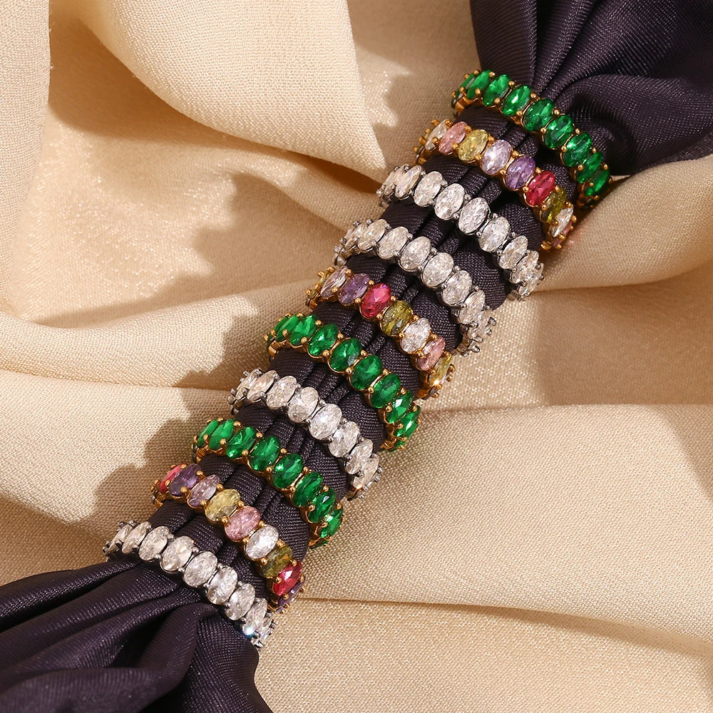 Luxe Jewels Zircon Oval Crystal Band Women’s Ring – 18K Gold Plated Tarnish-Free