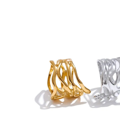 Luxe Jewels 316L Stainless Steel Layered Hollow Ring – 18K PVD Gold Plated Jewelry