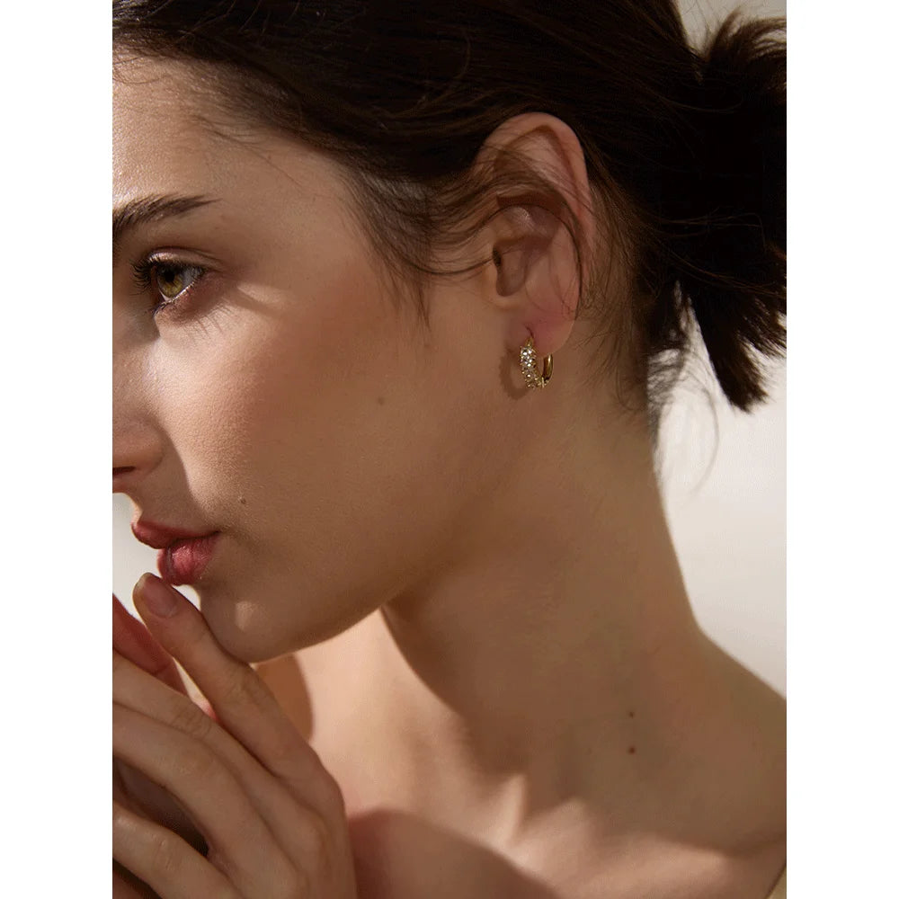 Colorful White Cubic Zirconia Stainless Steel Round Rainbow Bling Hoop Earrings for Women High Quality Jewelry