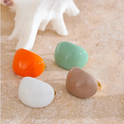 Luxe Jewels Stainless Steel Coloured Enamel Adjustable Ring – Waterproof Jewelry