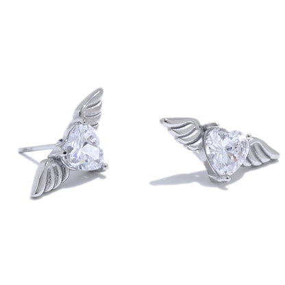 Cubic Zirconia Gold Wing Stud Earrings – Hypoallergenic, Dazzling