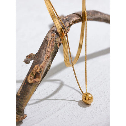 Double Layer Water Drop Pendant Necklace – 18K Gold Stainless Steel