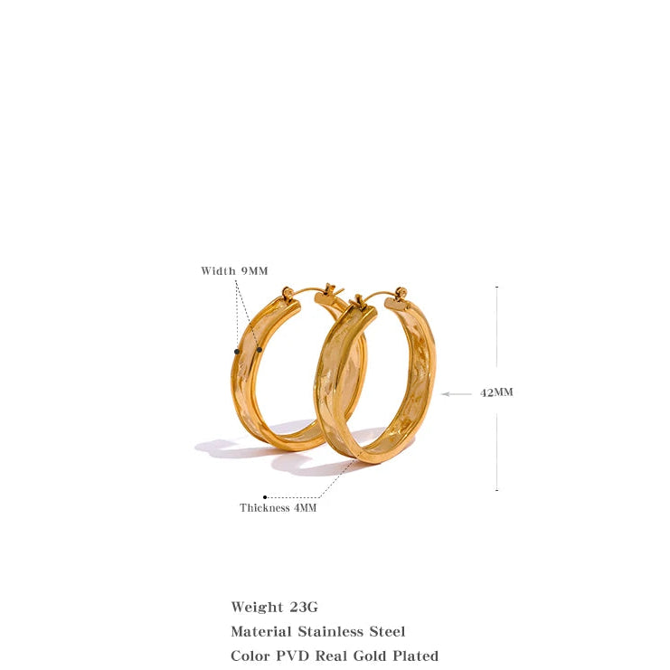 42mm High Quality Cast 316L Stainless Steel Round Big Hoop Earrings Minimalist Metal Fashion PVD Gold Color Jewelry