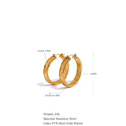 42mm High Quality Cast 316L Stainless Steel Round Big Hoop Earrings Minimalist Metal Fashion PVD Gold Color Jewelry