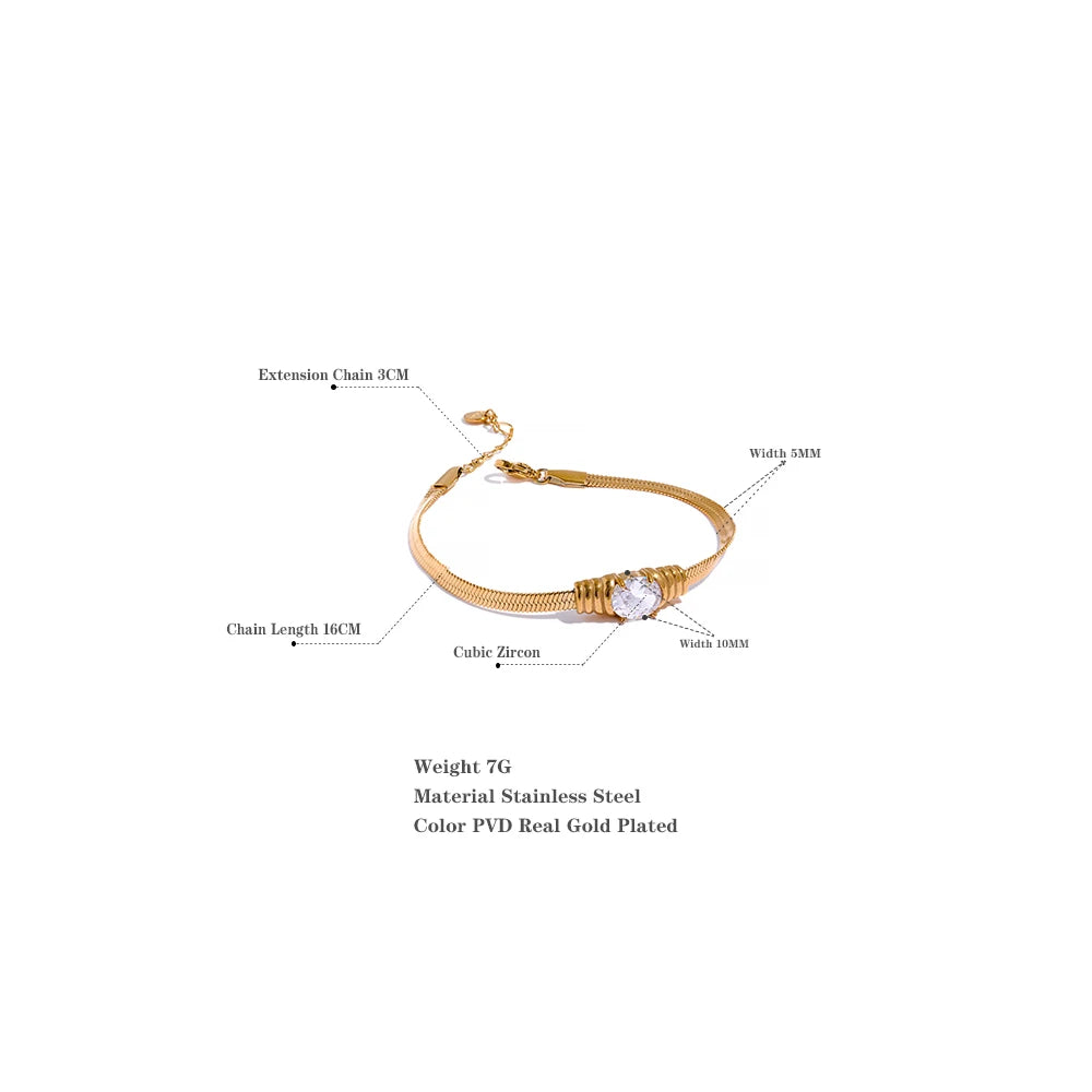 Bling Snake Texture Bracelet – Gold Plated Stainless Steel with Zirconia
