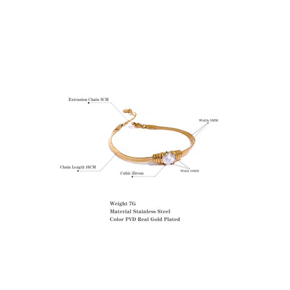 Bling Snake Texture Bracelet – Gold Plated Stainless Steel with Zirconia