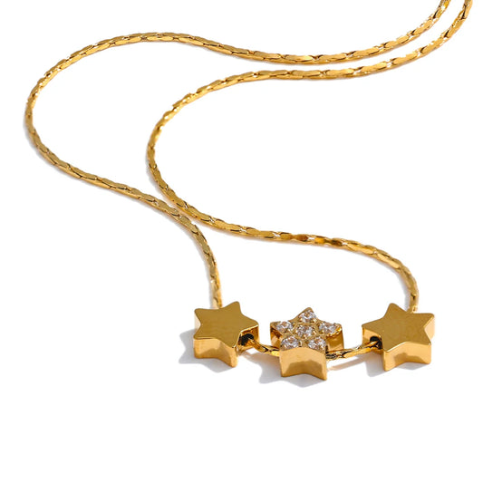 Gold Plated Double-Sided Star Necklace – Minimalist Celestial Jewelry