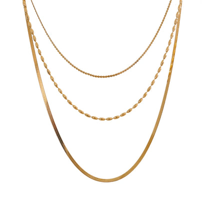 Chic Gold Plated Stainless Steel Layered Necklace – Minimalist Style