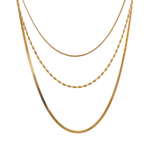 Chic Gold Plated Stainless Steel Layered Necklace – Minimalist Style