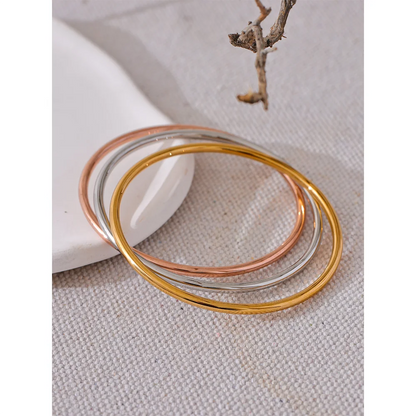 Classic Round Bangle – 18K Gold Plated Stainless Steel, Waterproof