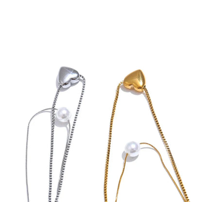Two-Layer Heart and Pearl Necklace – Elegant Pendant Jewelry