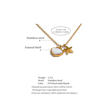Natural Shell Starfish Pendant Necklace – Gold Plated