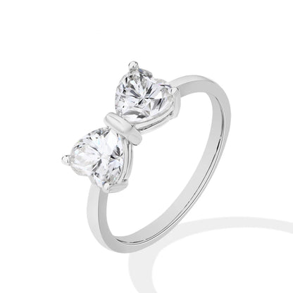 Luxe Jewels Valentine's Day Uniting Hearts 925 Sterling Silver Moissanite Ring (2pcs 0.8ct Heart-cut D VVS1)