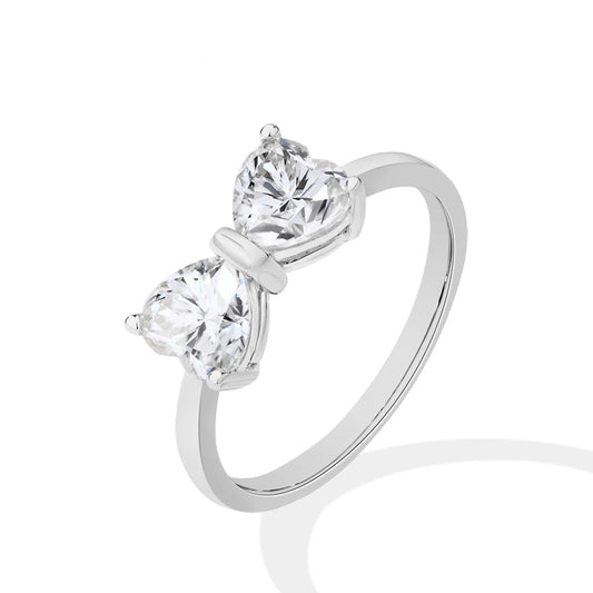 Luxe Jewels Valentine's Day Uniting Hearts 925 Sterling Silver Moissanite Ring (2pcs 0.8ct Heart-cut D VVS1)