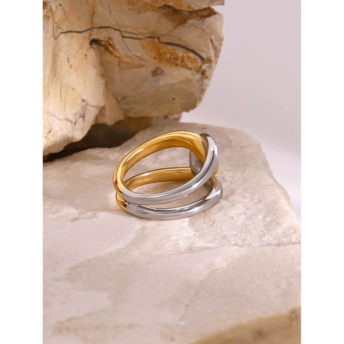 Luxe Jewels Minimalist Stainless Steel Fashion Ring - 18K Gold Plated Jewelry