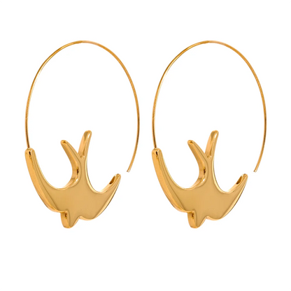 New Stainless Steel Bird Thin Hoop Earrings for Women Hypoallergenic Minimalist Metal Jewelry