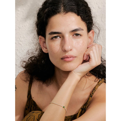 2MM Cubic Zirconia Charm Bracelet – 18K Gold Plated Stainless Steel